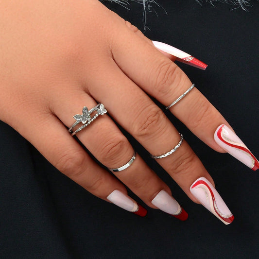 Butterfly Cuff Rings 4pcs/set Relief Anxiety Fidget Finger Knuckle Rings Gift-0