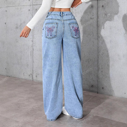Women's Printed Jeans Summer Loose Trendy