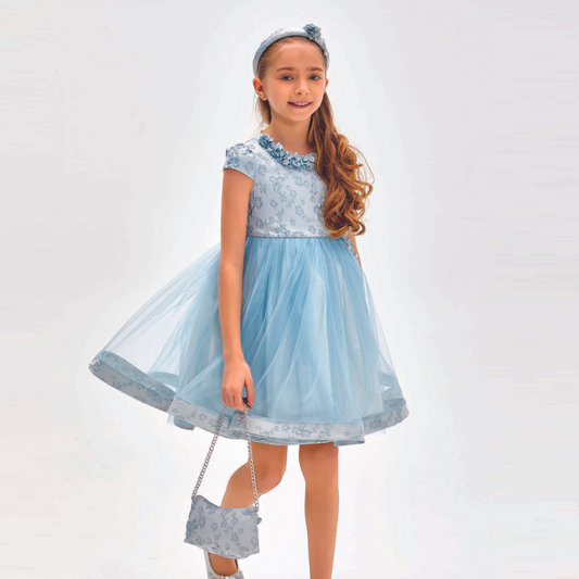 Girly Blue Girls Formal Dress-0