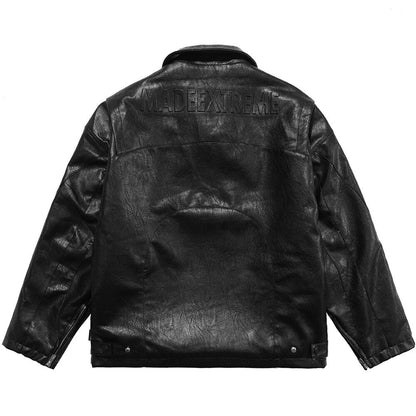 Thick Leather Parkas Men Letter Zipper Pockets Motorcycle Jacket Winter Men Loose Fashion Punk All-match Outwear Unisex-1